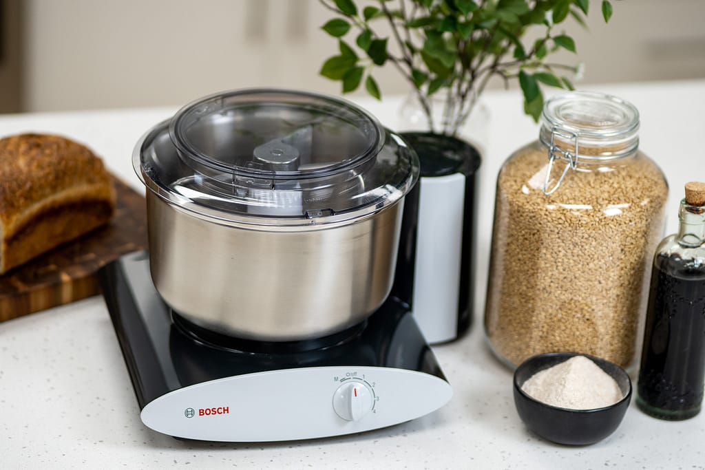 Stainless Steel Bosch Universal Plus stand mixer.