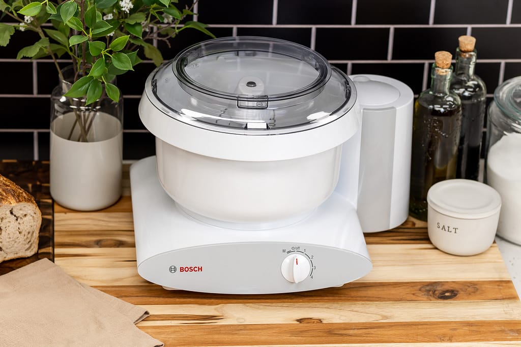 White Bosch Universal Plus Stand Mixer.